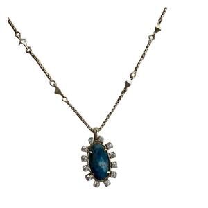 Kendra Scott Brett Aqua Apatite silver adjustable slide necklace